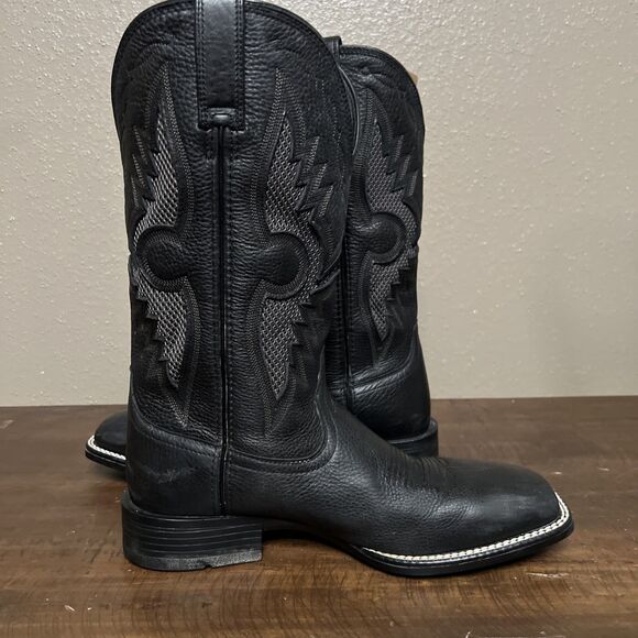 Men's Ariat VentTEK Cowboy Boots Square Toe Black US Size 10D - Style 10027203 - Picture 7 of 13